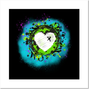 ABSTRACT LUV HEART CITY DESIGN Posters and Art